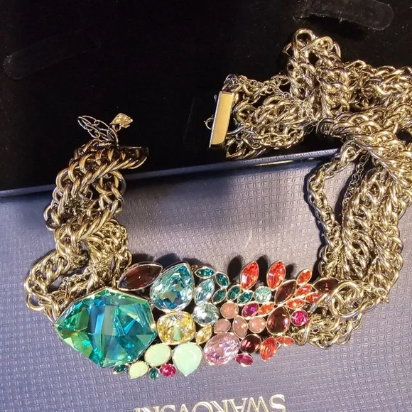 Authentic Swarovski beautiful Multi Color Tropical Collar Necklace NIB. - Picture 7 of 15